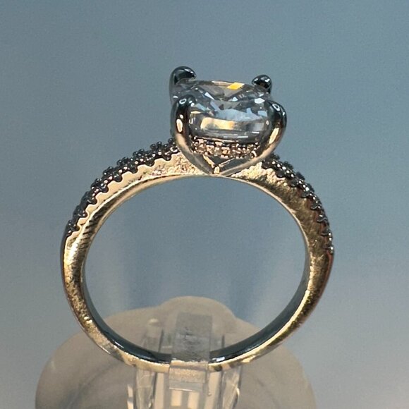 Womens Silver-Plated Brass Ring With Cubic Zirconia For Engagement & Anniversary - Picture 15 of 15